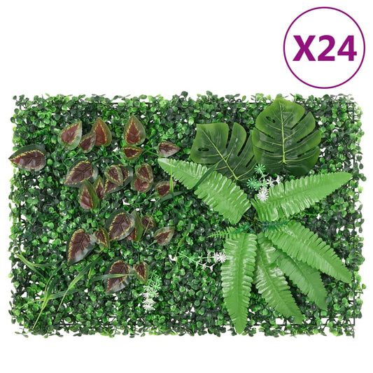  vidaXL Artificial Plant Fence 24 pcs Green 40x60 cm