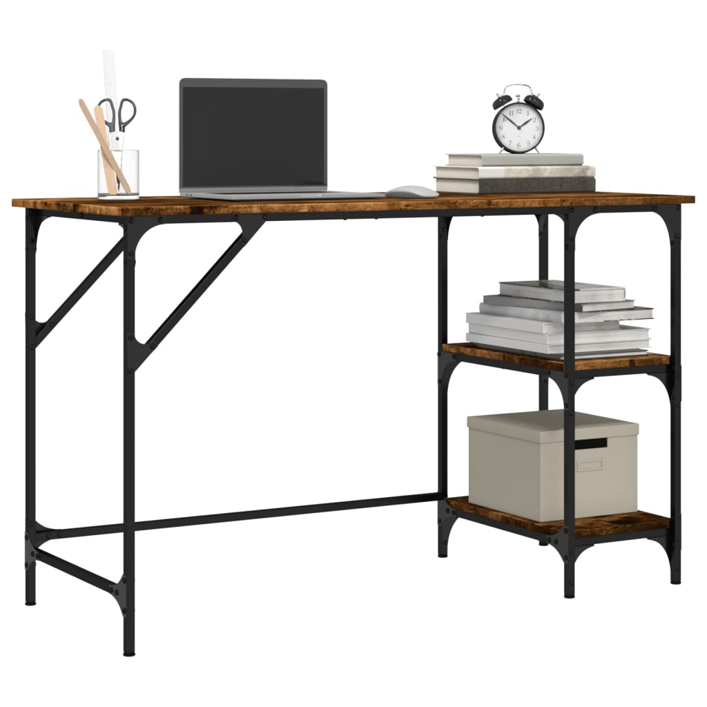 Desk Smoked Oak 120x50x75 cm Metal and Engineered Wood