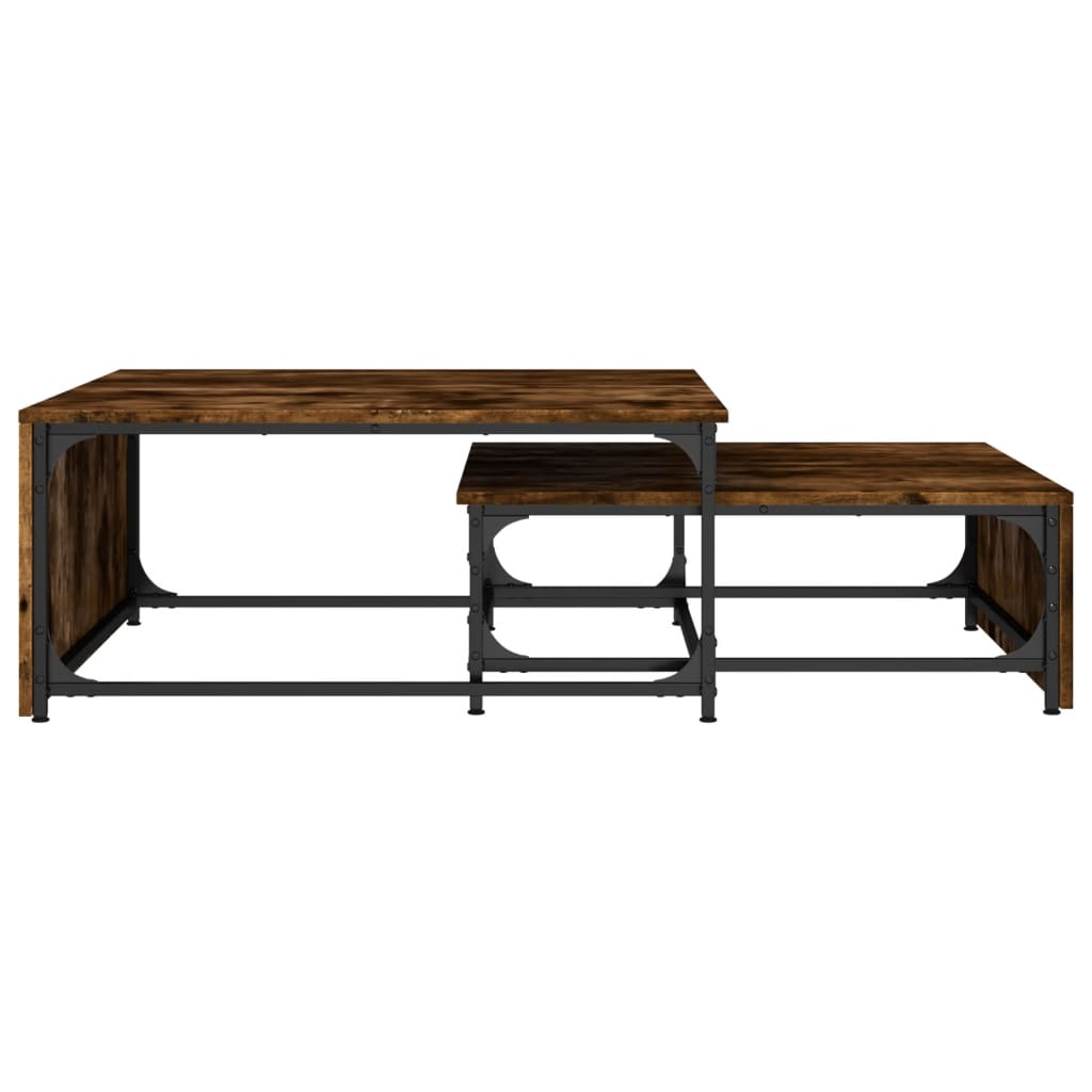 Nesting Coffee Tables 2 pcs Smoked Oak Engineered Wood and Metal
