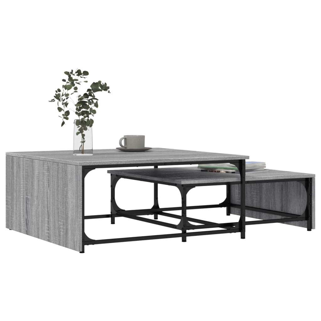 Nesting Coffee Tables 2 pcs Grey Sonoma Engineered Wood and Metal