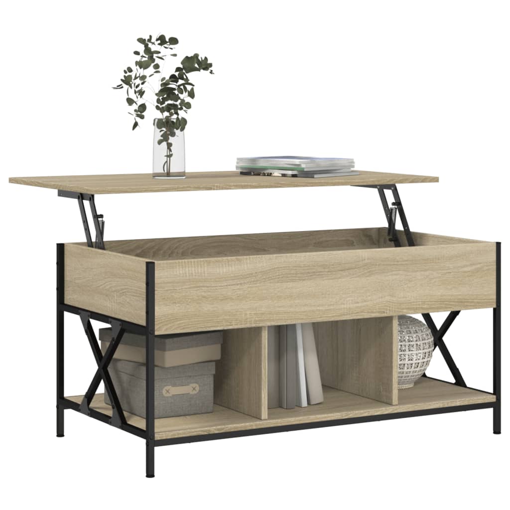 Coffee Table Sonoma Oak 100x55x50 cm Engineered Wood and Metal