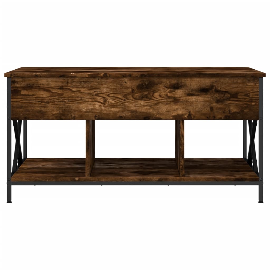 Coffee Table Smoked Oak 100x55x50 cm Engineered Wood and Metal