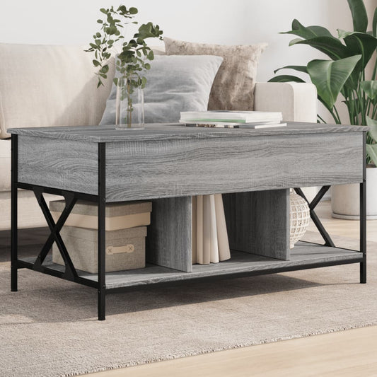Coffee Table Grey Sonoma 100x55x50 cm Engineered Wood and Metal