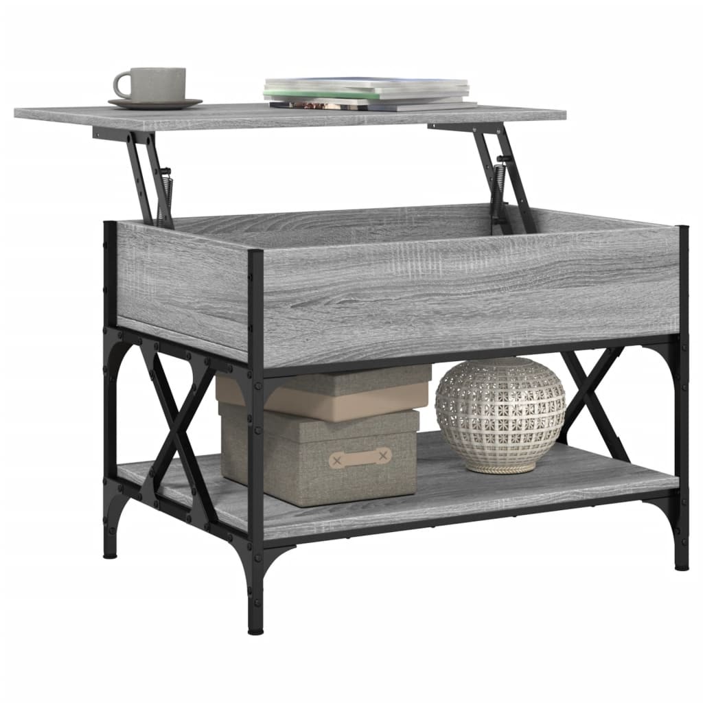 Coffee Table Grey Sonoma 70x50x50 cm Engineered Wood and Metal