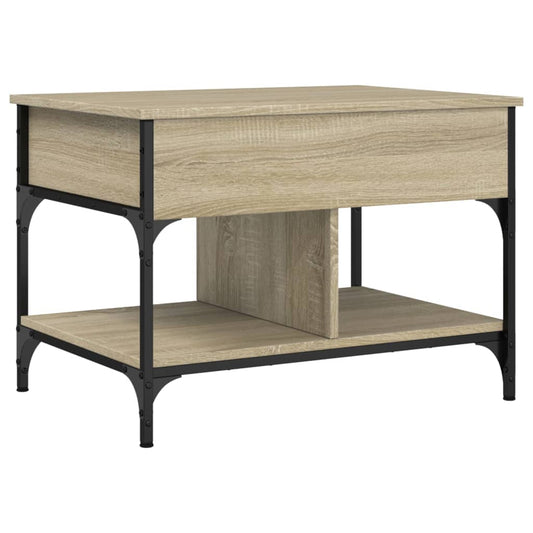 Coffee Table Sonoma Oak 70x50x50 cm Engineered Wood and Metal