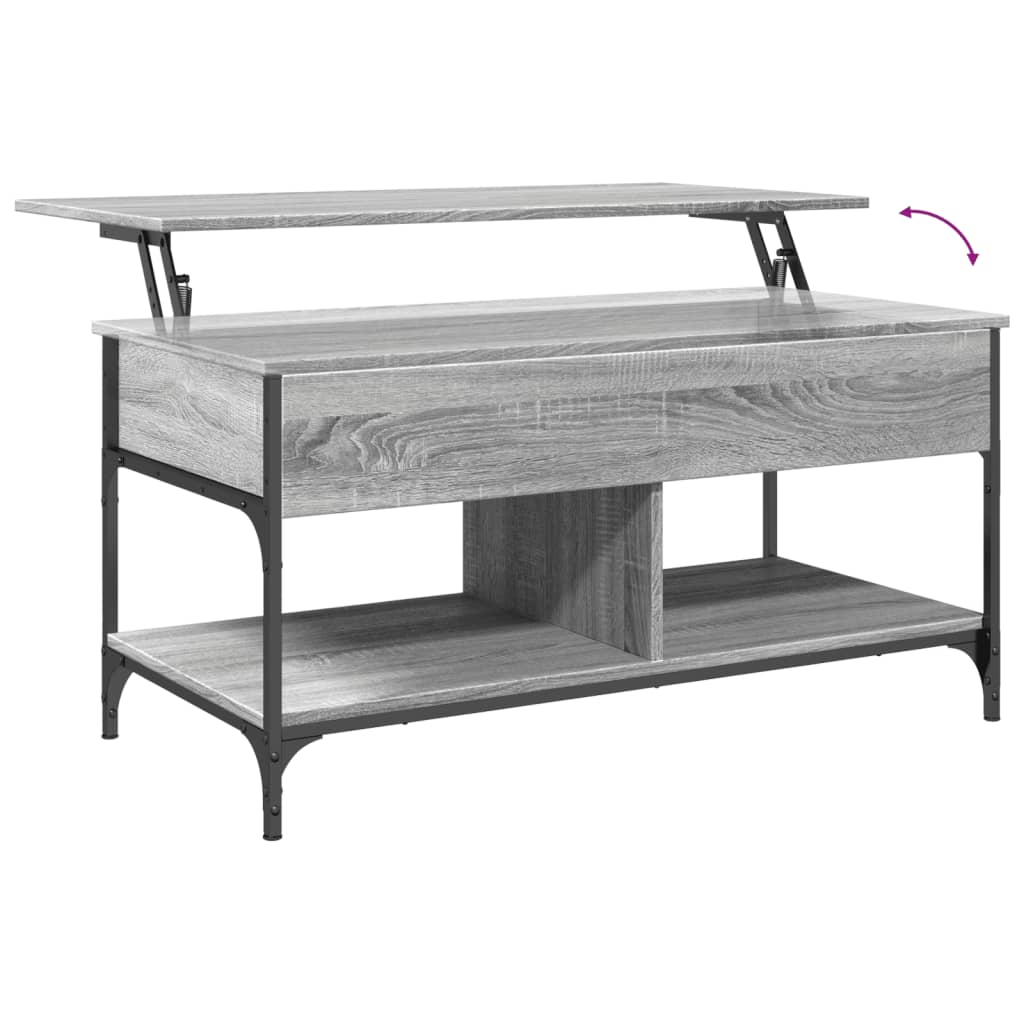 Coffee Table Grey Sonoma 100x50x50 cm Engineered Wood and Metal