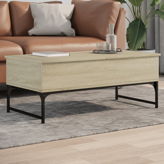 Coffee Table Sonoma Oak 100x50x40 cm Engineered Wood and Metal
