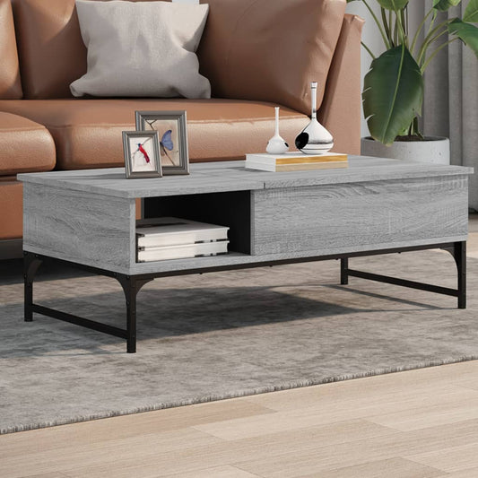 Coffee Table Grey Sonoma 100x50x35 cm Engineered Wood and Metal