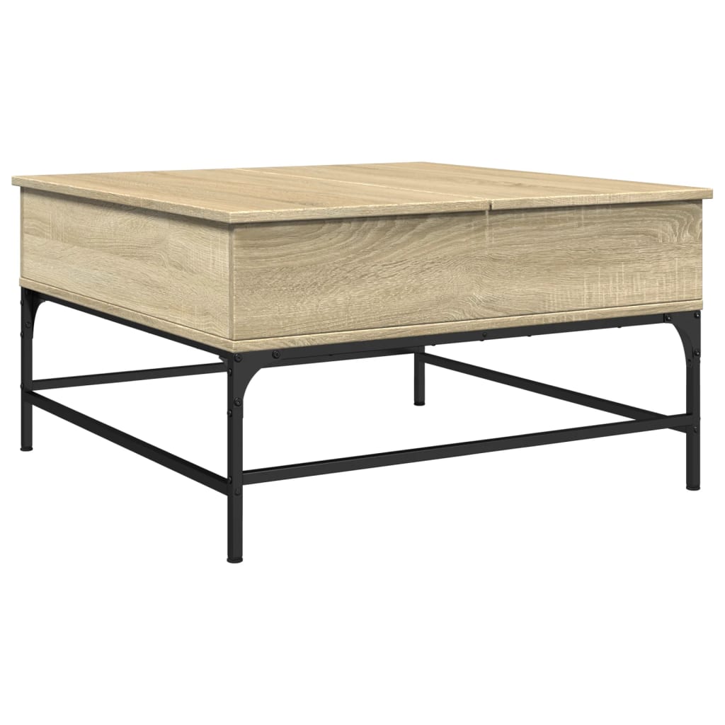 Coffee Table Sonoma Oak 80x80x45 cm Engineered Wood and Metal