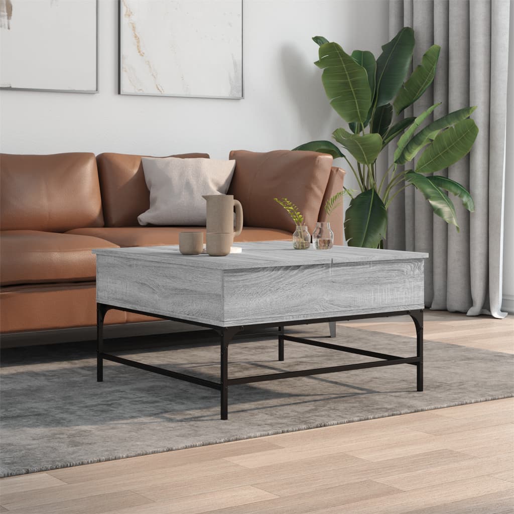 Coffee Table Grey Sonoma 80x80x45 cm Engineered Wood and Metal