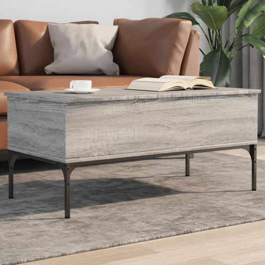 Coffee Table Grey Sonoma 100x50x45 cm Engineered Wood and Metal