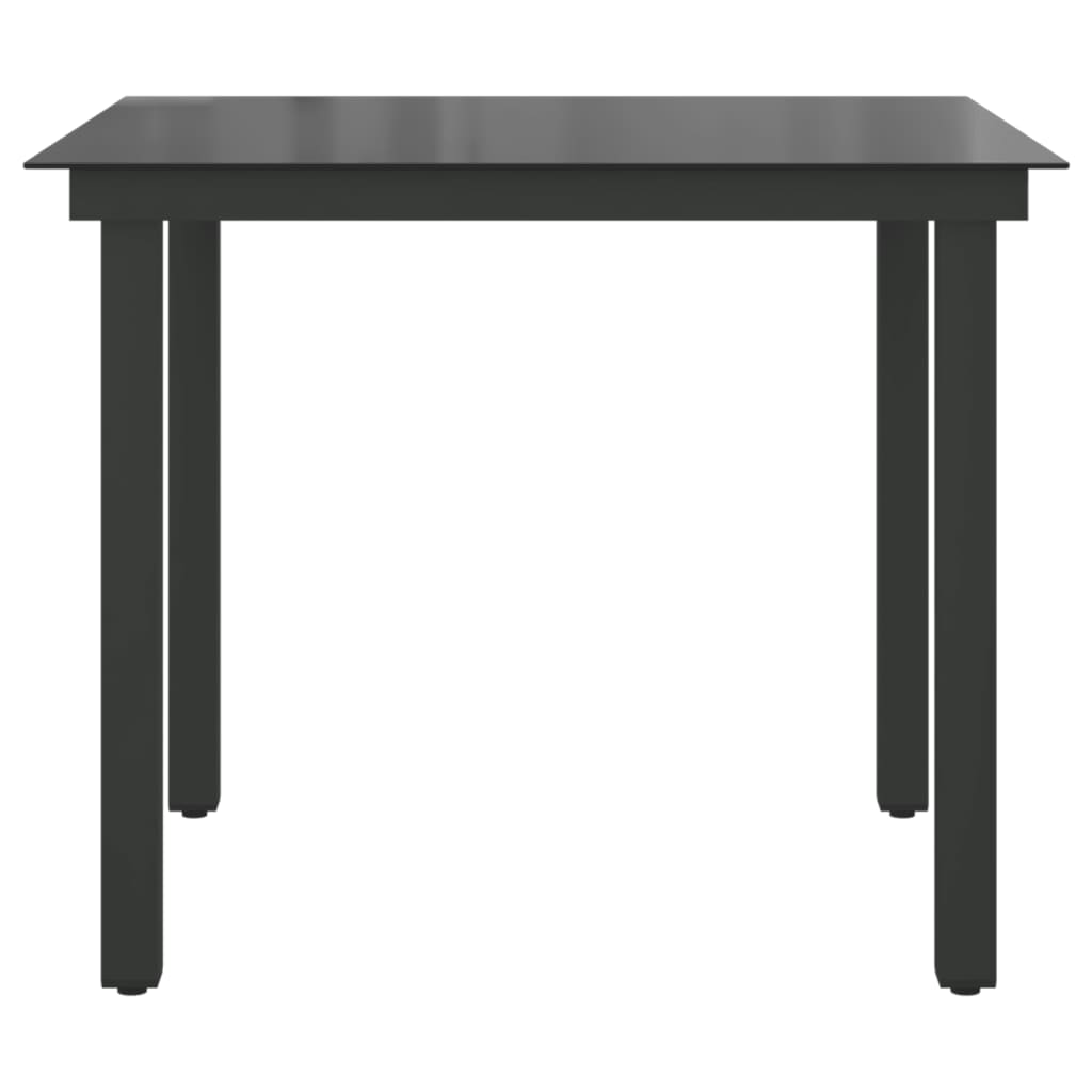 Garden Table Black 80x80x74 cm Aluminium and Glass