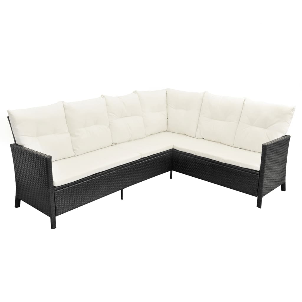 4 Piece Garden Lounge Set with Cushions Poly Rattan Black