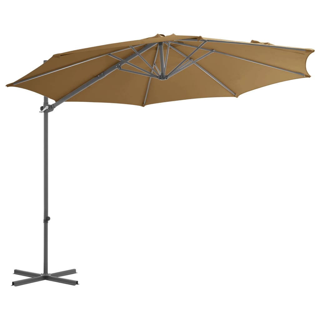 Cantilever Garden Parasol with Steel Pole Taupe 300 cm