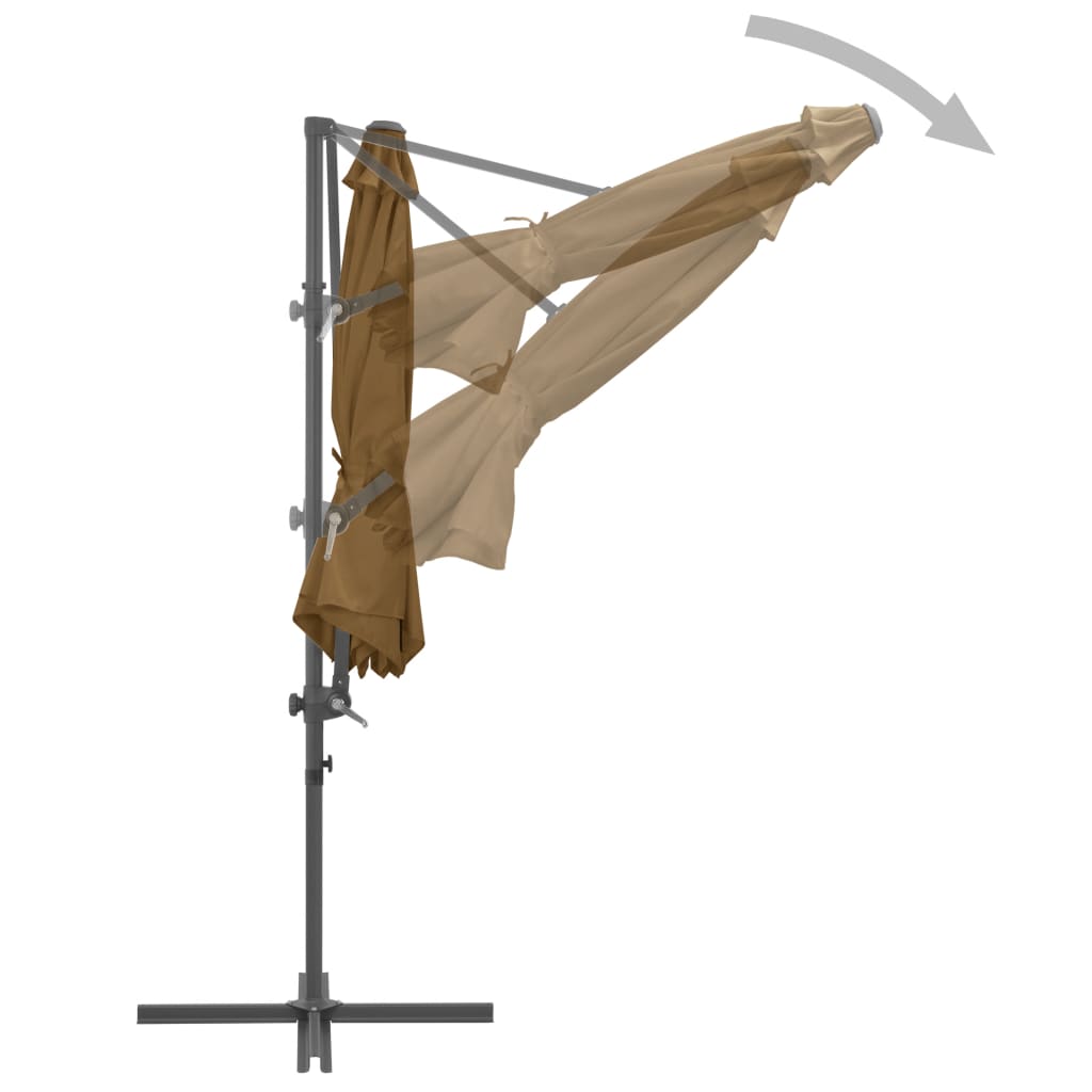 Cantilever Garden Parasol with Steel Pole Taupe 300 cm