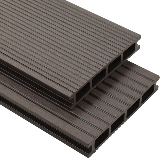 WPC Hollow Decking Boards with Accessories 26m² 2.2m Dark Brown