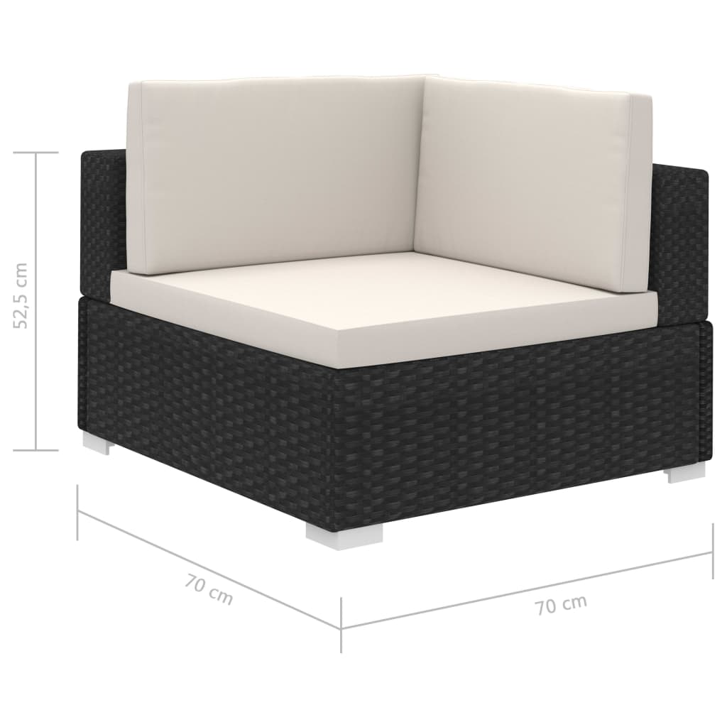 8 Piece Garden Lounge Set with Cushions Poly Rattan Black