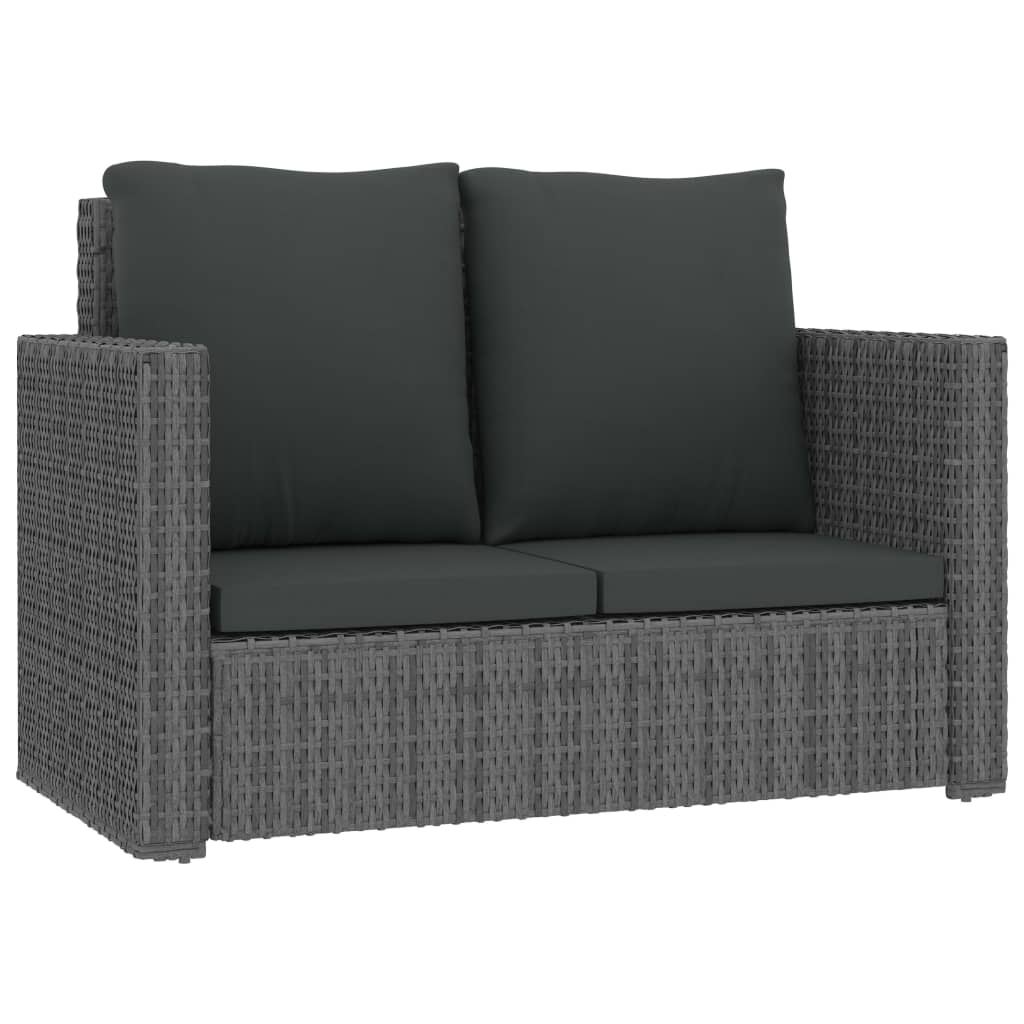 2 Piece Garden Lounge Set with Cushions Poly Rattan Grey