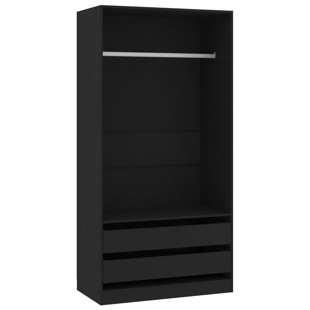 Wardrobe Black 100x50x200 cm Engineered Wood