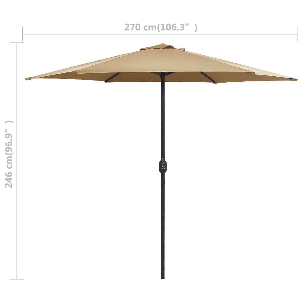 Garden Parasol with Aluminium Pole 270x246 cm Taupe