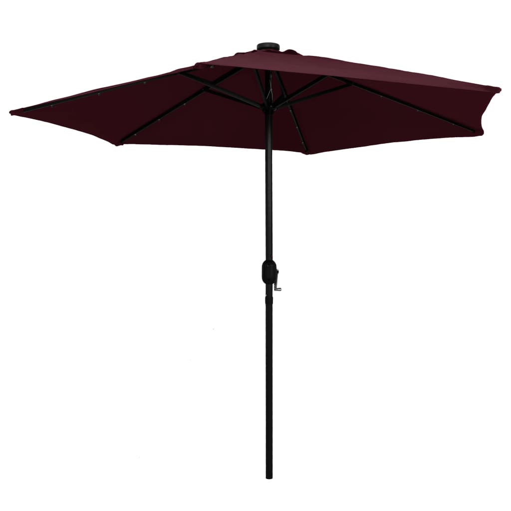 Garden Parasol with LED Lights and Aluminium Pole 270 cm Bordeaux Red