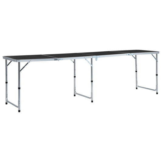 Foldable Camping Table Grey Aluminium 240x60 cm