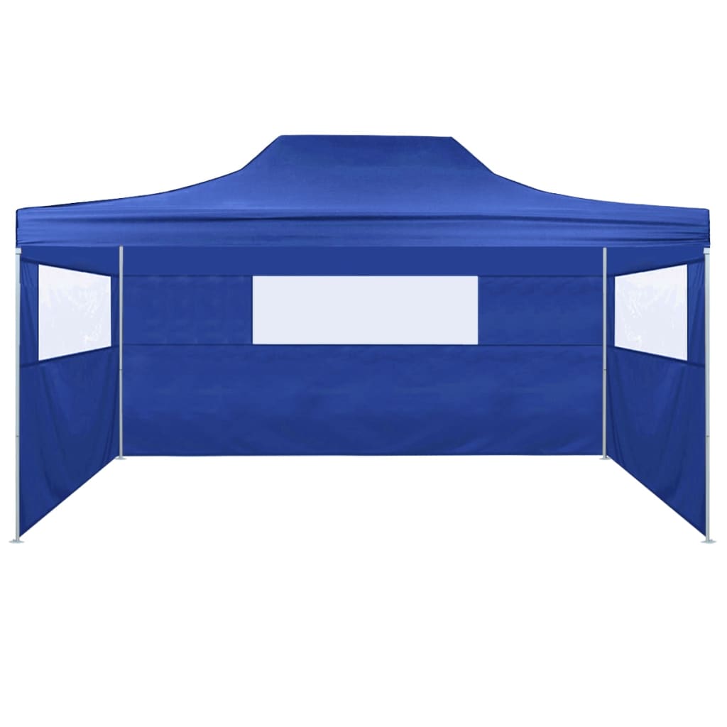 Professional Folding Party Tent with 3 Sidewalls 3x4 m Steel Blue