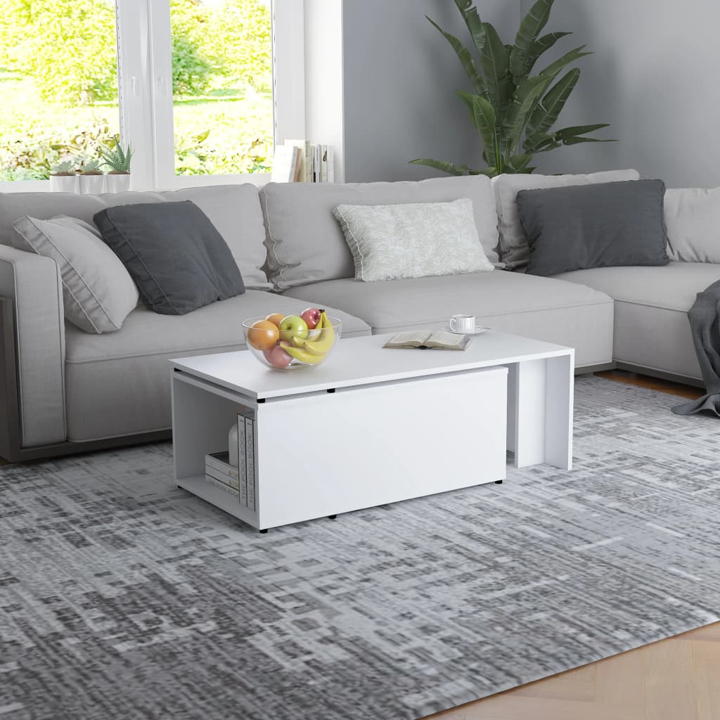 Coffee Table White 150x50x35 cm Engineered Wood