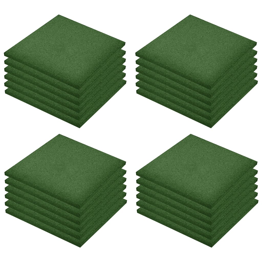 Fall Protection Tiles 24 pcs Rubber 50x50x3 cm Green