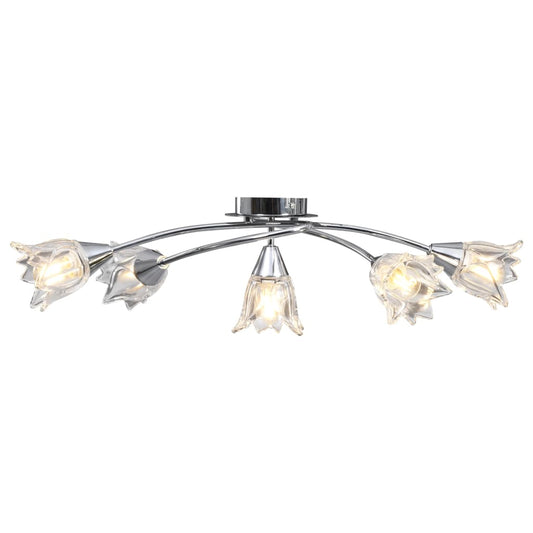 Ceiling Lamp with Transparent Glass Shades for 5 E14 Bulbs Tulip