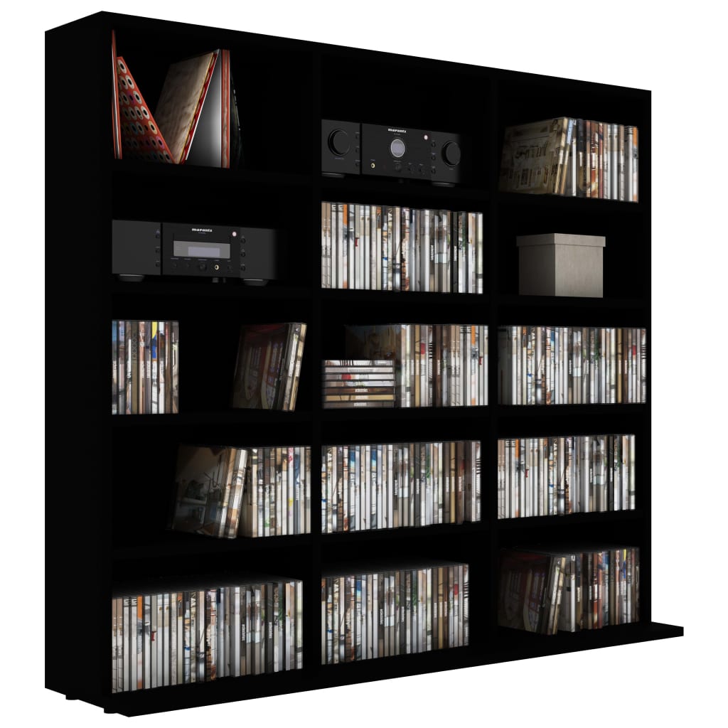 CD Cabinet Black 102x23x89.5 cm Engineered Wood