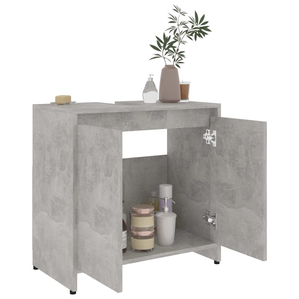 Bathroom Cabinet Concrete Grey 60x33x61 cm Engineered Wood