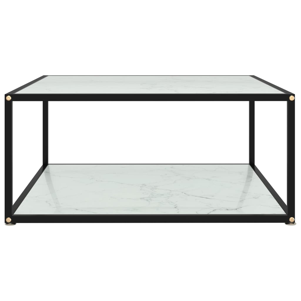 Coffee Table White 80x80x35 cm Tempered Glass