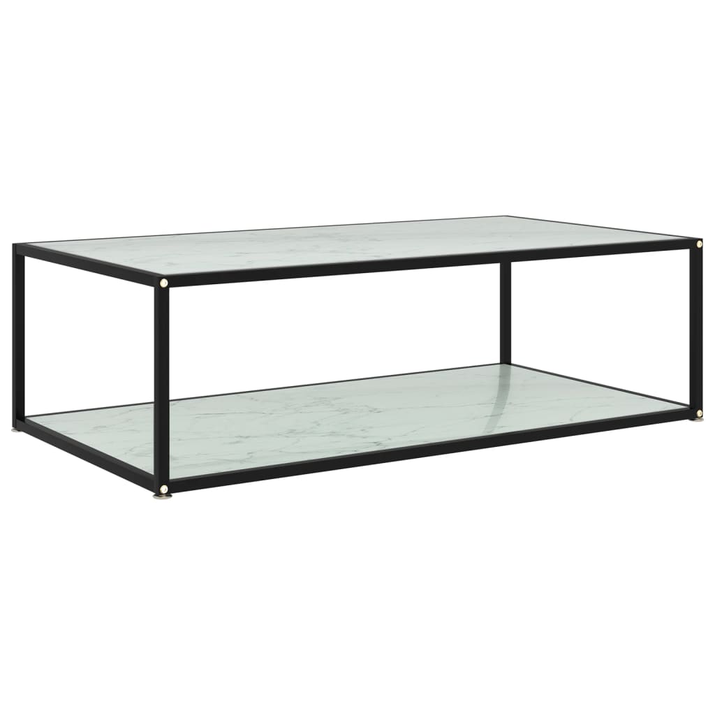 Coffee Table White 120x60x35 cm Tempered Glass