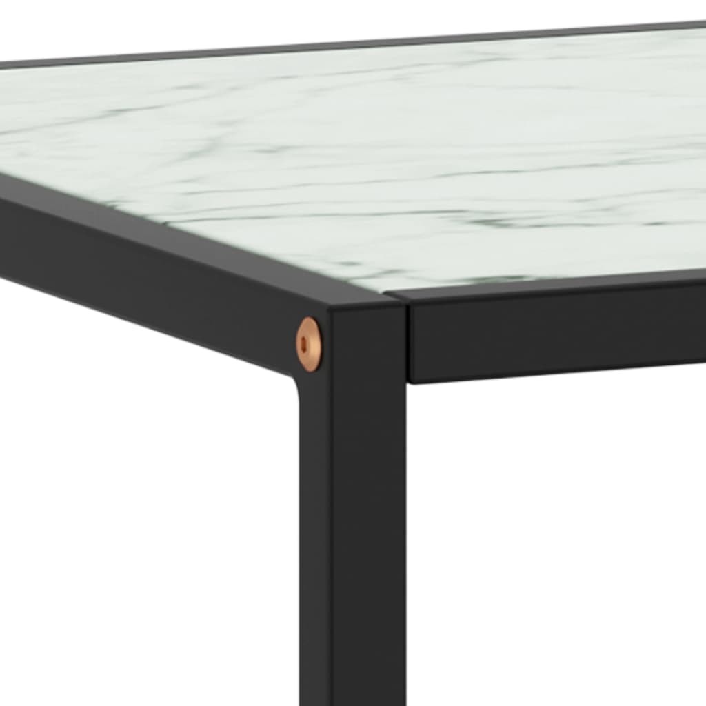 Coffee Table Black with White Marble Glass 40x40x50 cm