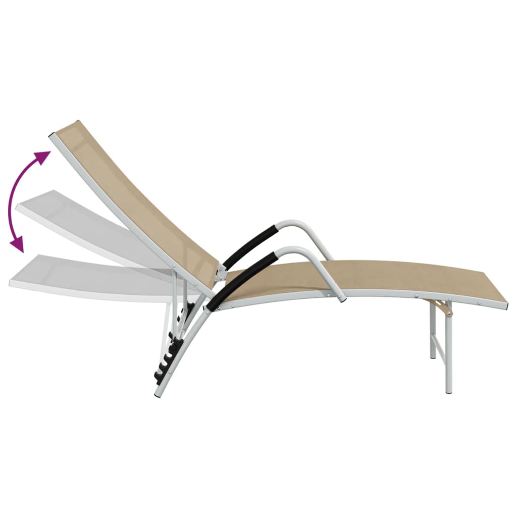 Sun Lounger Textilene and Aluminium Cream