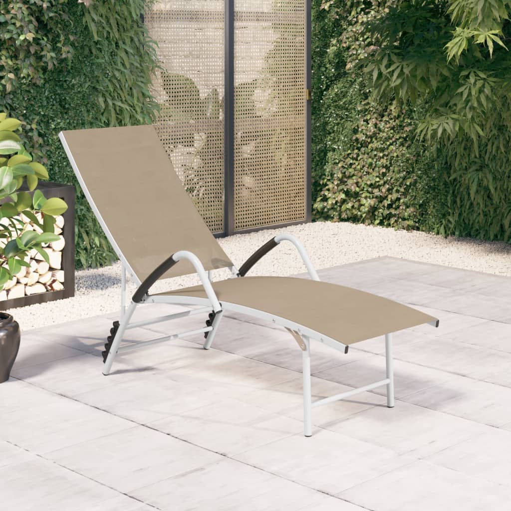 Sun Lounger Textilene and Aluminium Cream