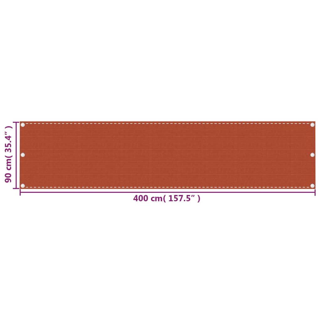 Balcony Screen Orange 90x400 cm HDPE