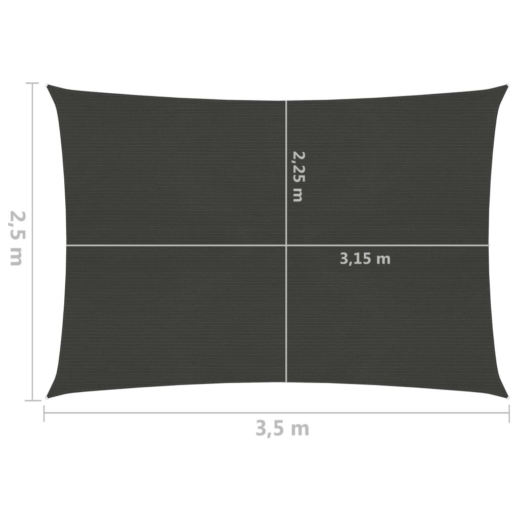 Sunshade Sail 160 g/m² Anthracite 2.5x3.5 m HDPE