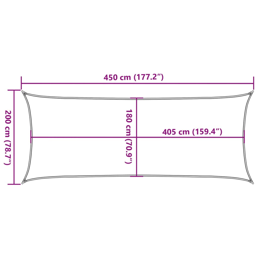 Sunshade Sail 160 g/m² Cream 2x4.5 m HDPE