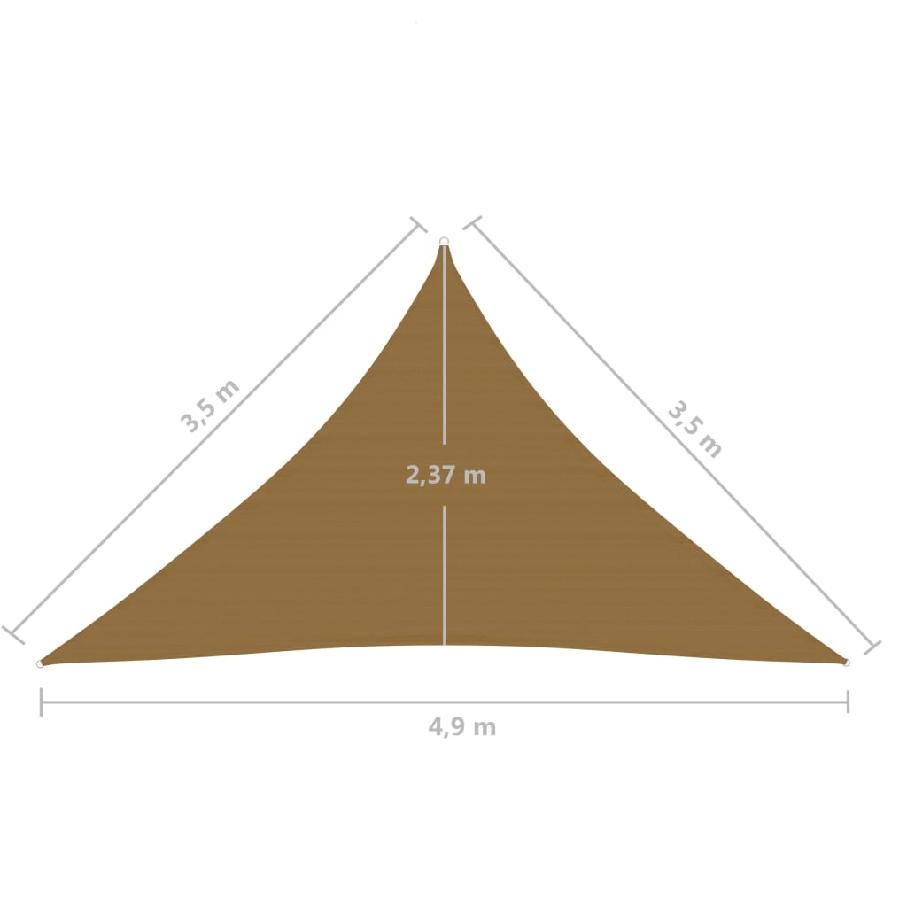 Sunshade Sail 160 g/m² Taupe 3.5x3.5x4.9 m HDPE