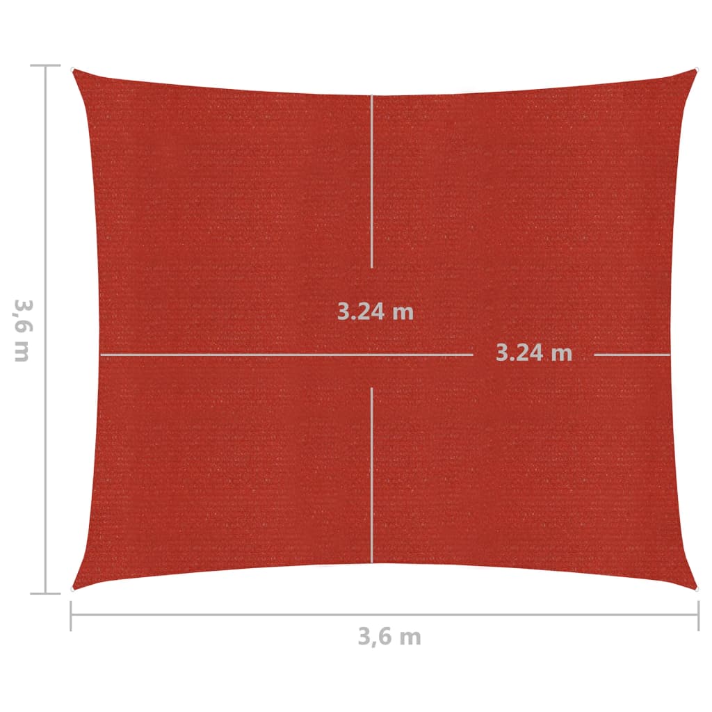 Sunshade Sail 160 g/m² Red 3.6x3.6 m HDPE