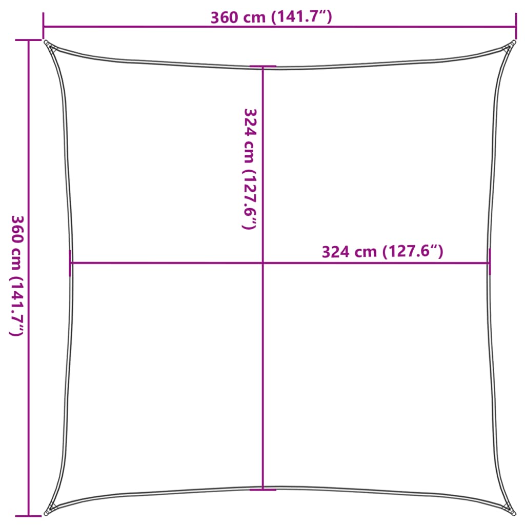 Sunshade Sail 160 g/m² Red 3.6x3.6 m HDPE