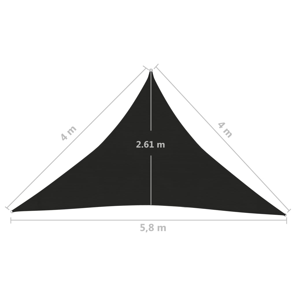 Sunshade Sail 160 g/m² Black 4x4x5.8 m HDPE