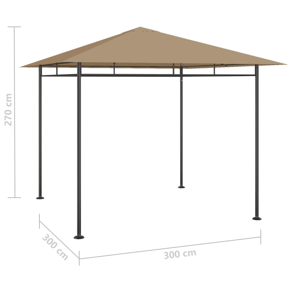 Gazebo 3x3x2.7 m Taupe 180 g/m²