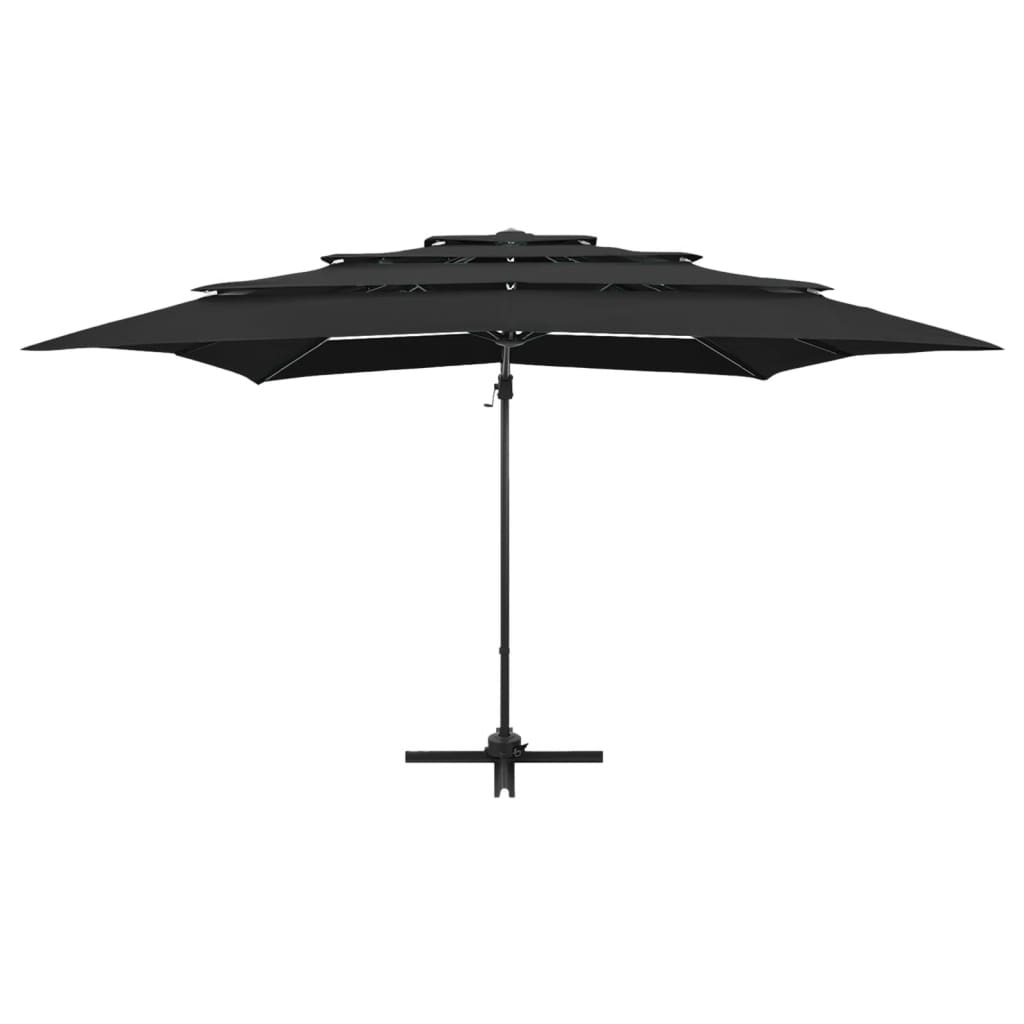 4-Tier Garden Parasol with Aluminium Pole Black 250x250 cm