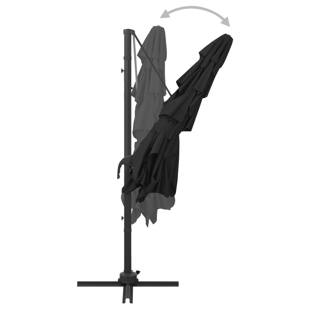 4-Tier Garden Parasol with Aluminium Pole Black 250x250 cm