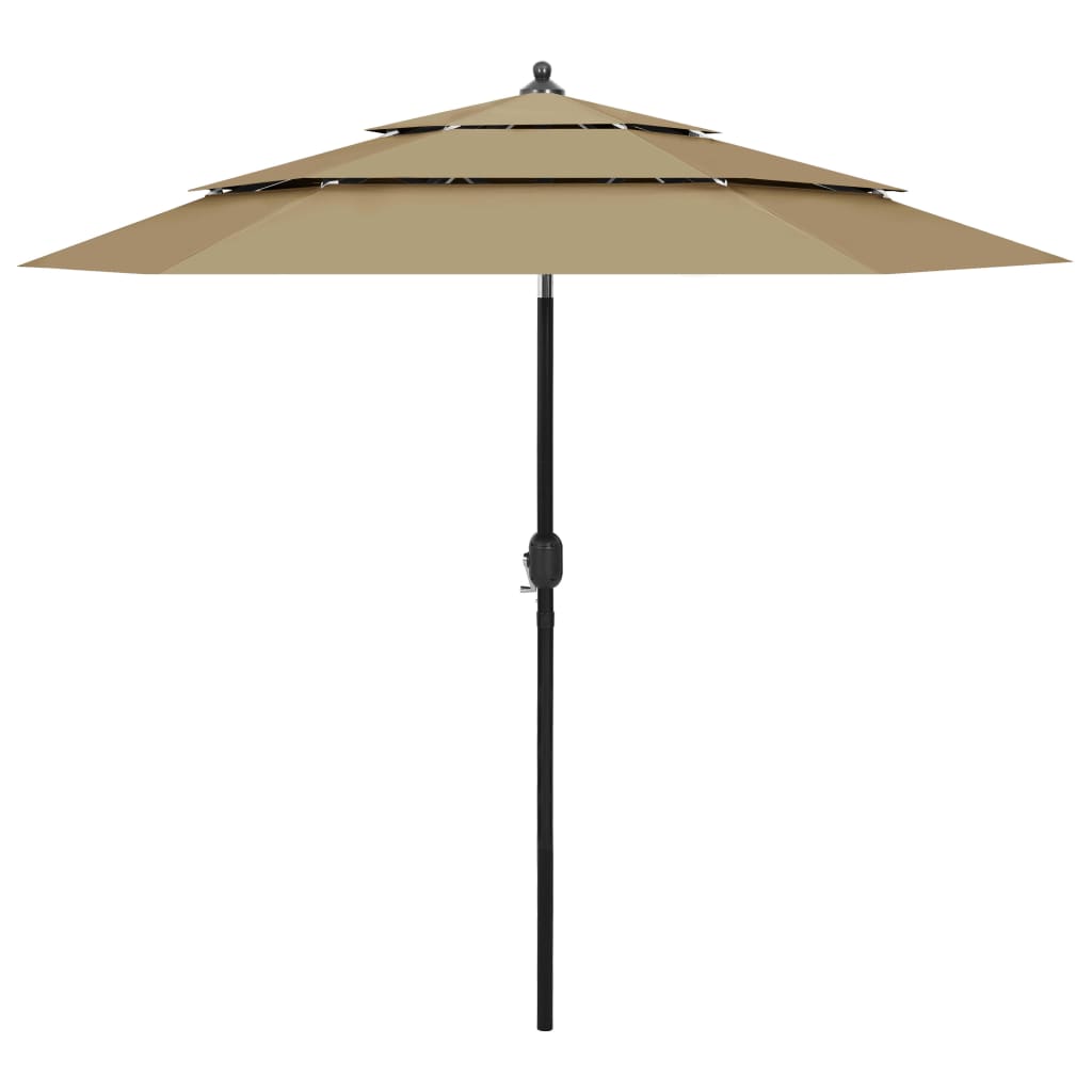 3-Tier Garden Parasol with Aluminium Pole Taupe 2.5 m