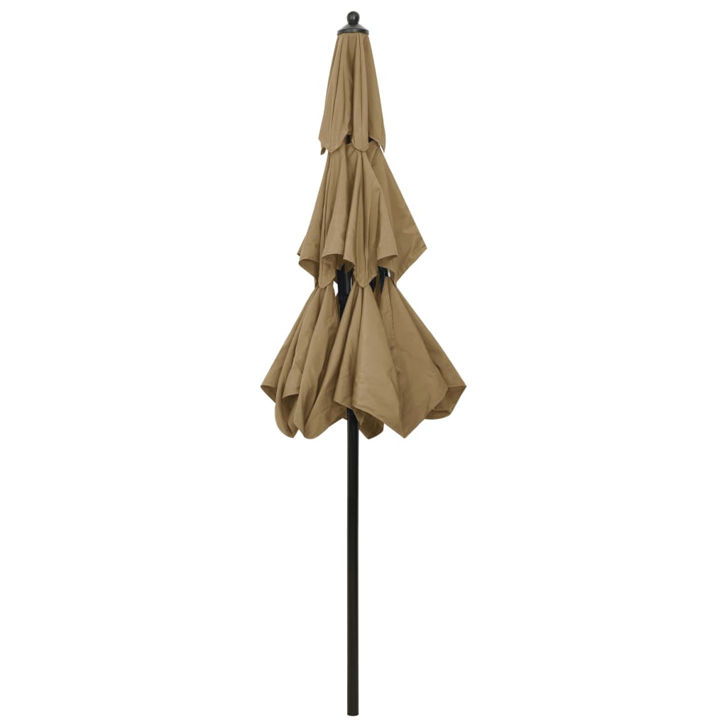 3-Tier Garden Parasol with Aluminium Pole Taupe 2.5 m