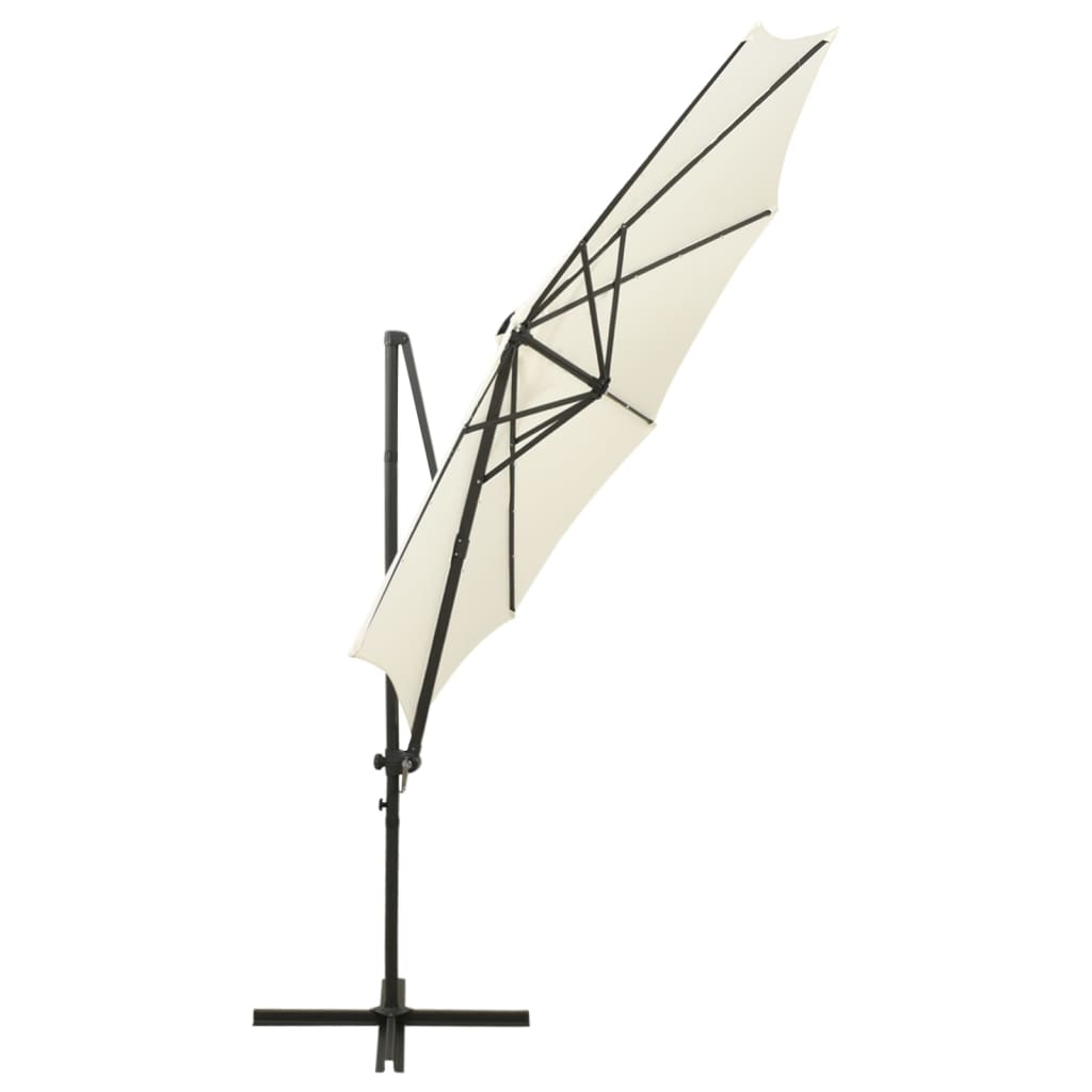 Cantilever Garden Parasol with Pole and LED Lights Sand 300 cm